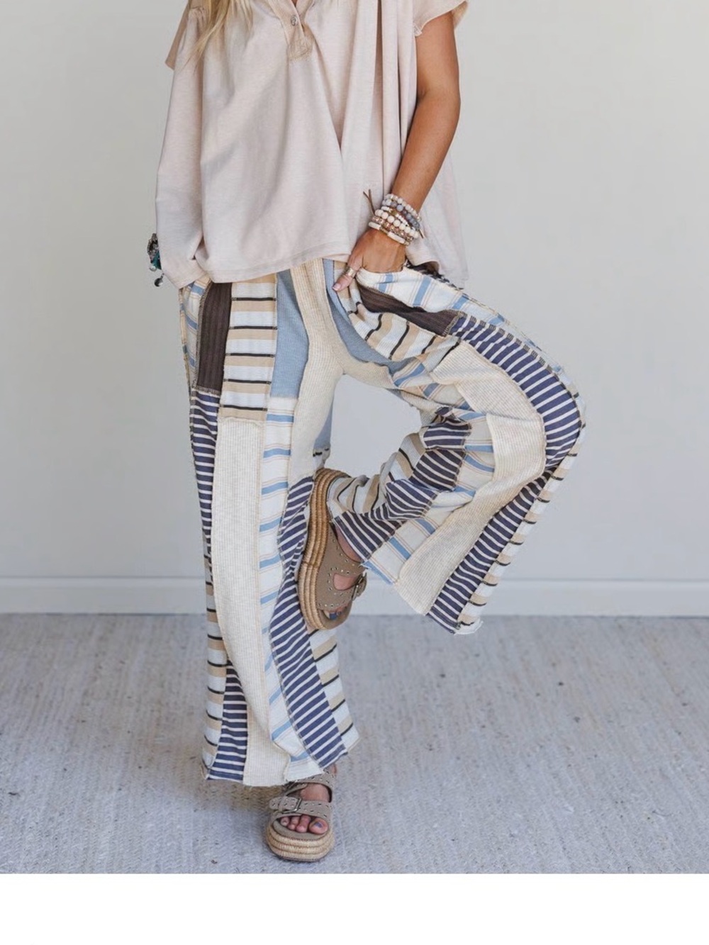 Three Bird Nest, Oli & Hali Multi Stripe Patchwork Wide-Leg